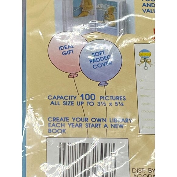Baby Photo Album 100 slip in pockets 3 1/2" x 5 1/4" soft padded cover blue READ - Picture 5 of 8